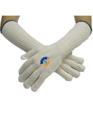 Custom Logo Long Cotton Safety Gloves for Industrial Use